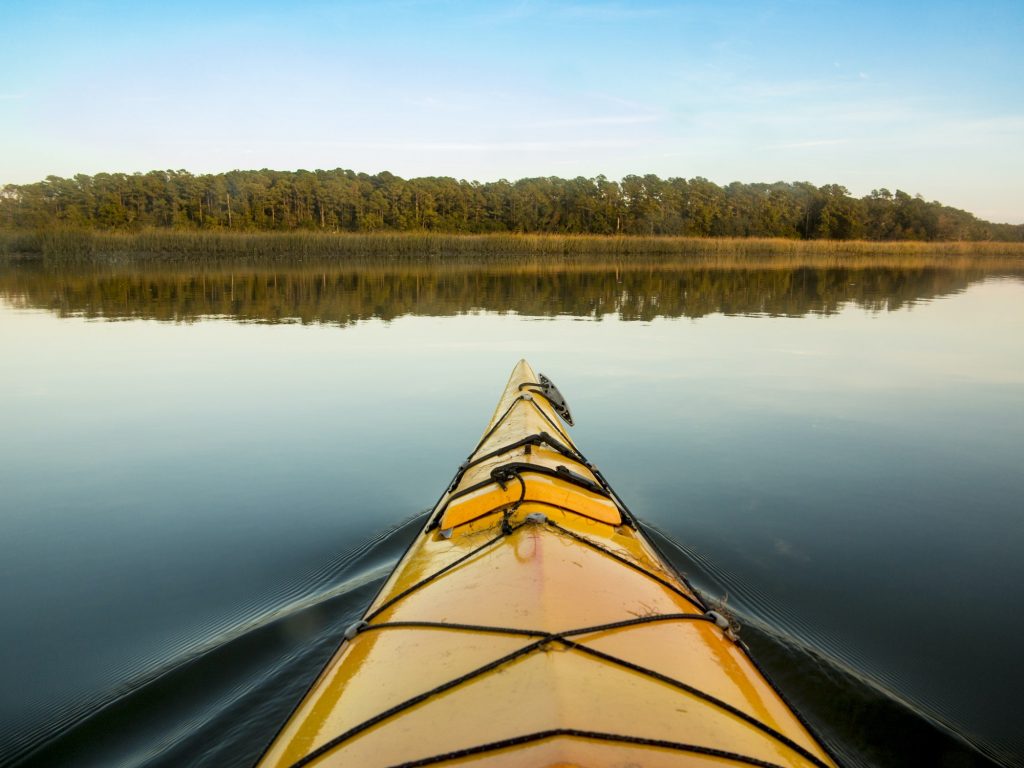 kayaking on glassy water